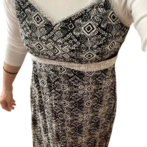 Anthropologie Mystree Size Small Geometric Fringed Hem Maxi Dress - Picture 9 of 9